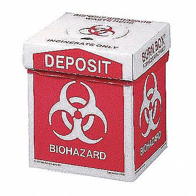 Biohazard Burn Box 12 in H 8 in W PK6 MPN:17-789