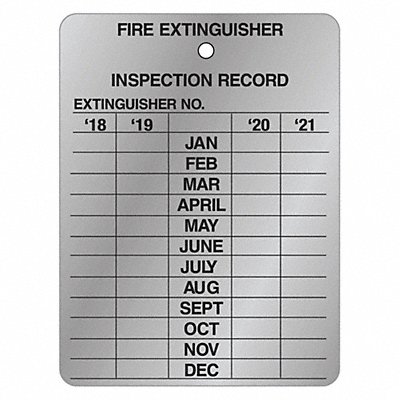 Inspection Record Tag Fire Ext 3 H PK10 MPN:35TJ49