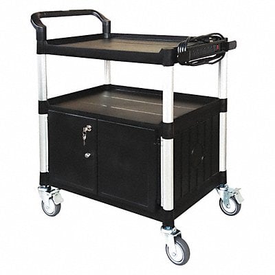 Cart with Cabinet 37-3/16 in H Black MPN:45NP02