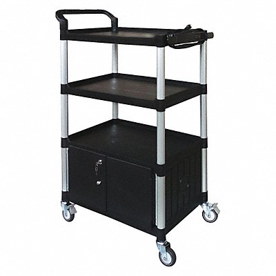 Cart with Cabinet 52-3/4 in H Black MPN:45NP05