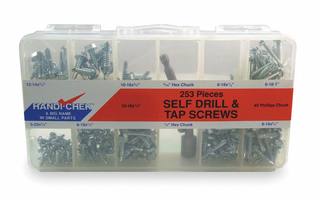 Self-Drilling/Tapping Screw Asst 253 PC MPN:WWG-DISP-SCREW253