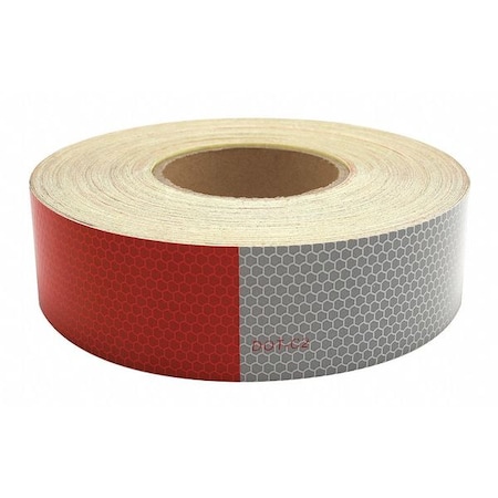 Reflective Tape, Roll, 150 ft L, Red/Silver MPN:38XF46