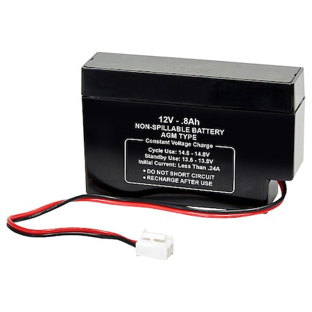 Battery, Sealed Lead Acid, 12V, 0.8Ah, JST MPN:2UKG8
