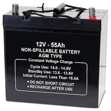 Battery, Sealed Lead Acid, 12V, 55Ah, Bolt MPN:2UKL5