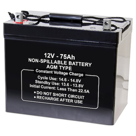 Battery, Sealed Lead Acid, 12V, 75Ah, Bolt MPN:2UKL7