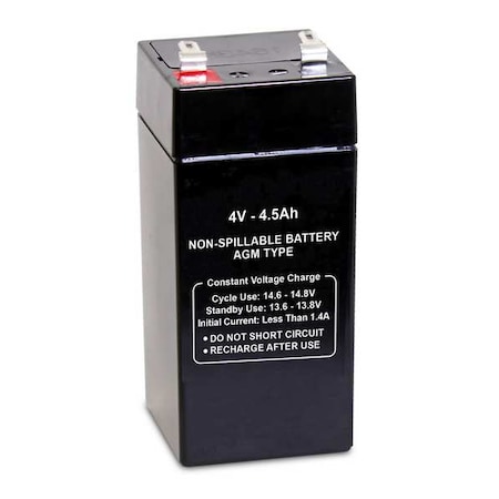 Sealed Lead Acid Battery, 4VDC, 4.5Ah MPN:47022