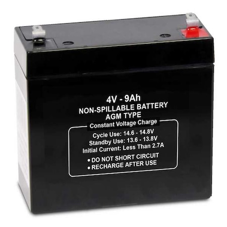 Sealed Lead Acid Battery, 4VDC, 9Ah MPN:47027