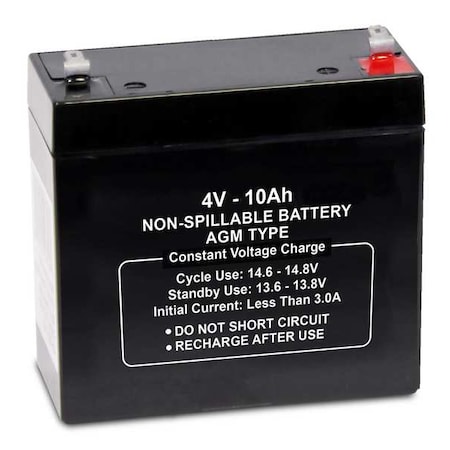 Sealed Lead Acid Battery, 4VDC, 10Ah MPN:47028