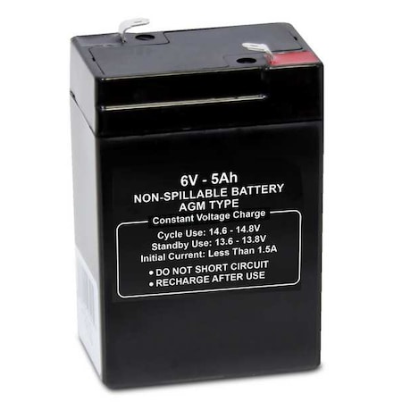 Sealed Lead Acid Battery, 6VDC, 5Ah MPN:47033