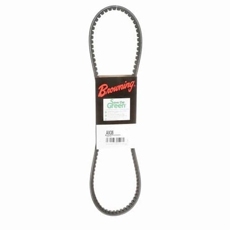 AX38 Cogged, Classical V-Belt, 40.2 in Outside Length, 1/2 in Top Width, 1 Ribs MPN:42W359