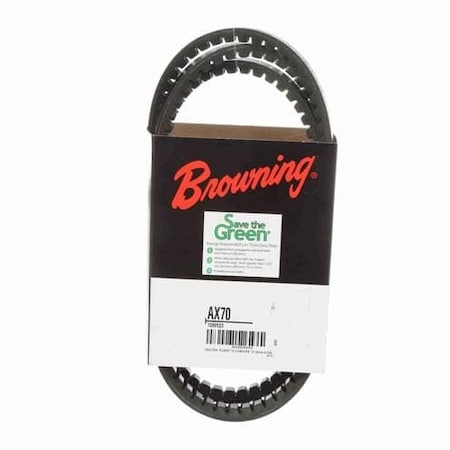 AX70 Cogged, Classical V-Belt, 72.2 in Outside Length, 1/2 in Top Width, 1 Ribs MPN:42W361