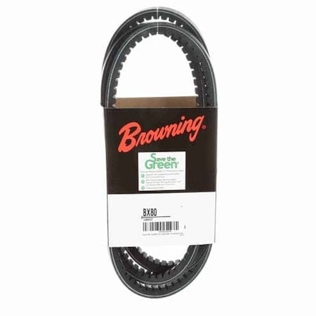 BX80 Cogged, Classical V-Belt, 83 in Outside Length, 21/32 in Top Width, 1 Ribs MPN:42W366