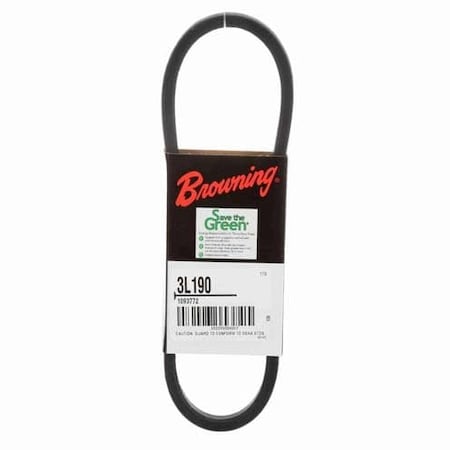 3L190 FHP V-Belt, 19 in Outside Length, 3/8 in Top Width, 7/32 in Thickness, 1 Ribs MPN:42W372
