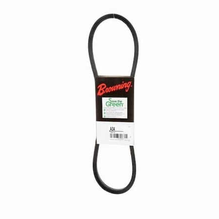 A34 Classical V-Belt, 36.2 in Outside Length, 1/2 in Top Width, 1 Ribs MPN:42W379