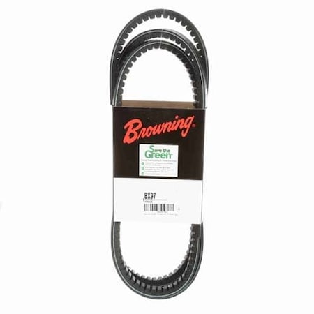 BX97 Cogged, Classical V-Belt, 100 in Outside Length, 21/32 in Top Width, 1 Ribs MPN:42W436