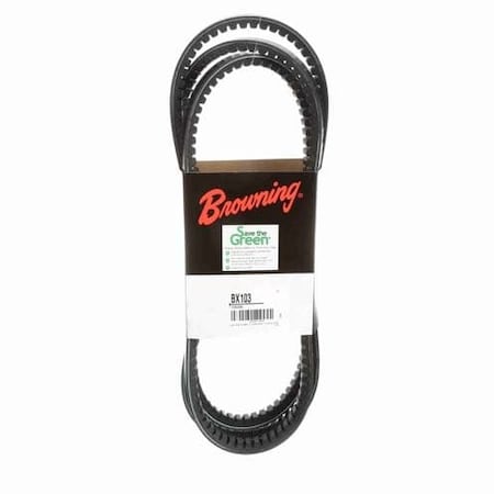 BX103 Cogged, Classical V-Belt, 106 in Outside Length, 21/32 in Top Width, 1 Ribs MPN:42W437