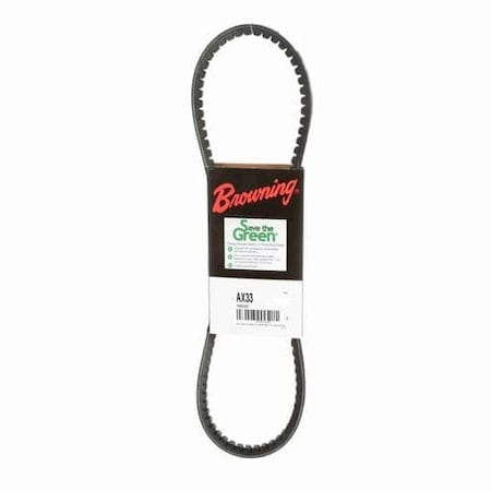 AX33 Cogged, Classical V-Belt, 35.2 in Outside Length, 1/2 in Top Width, 1 Ribs MPN:46U026