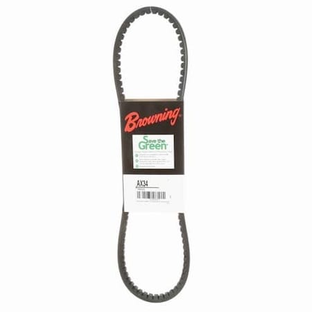 AX34 Cogged, Classical V-Belt, 36.2 in Outside Length, 1/2 in Top Width, 1 Ribs MPN:46U027
