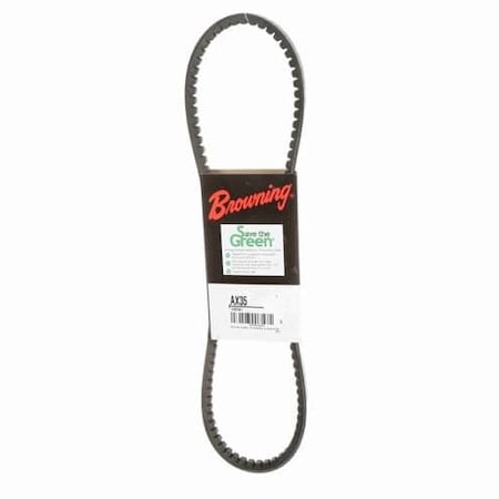 AX35 Cogged, Classical V-Belt, 36.2 in Outside Length, 1/2 in Top Width, 1 Ribs MPN:46U028