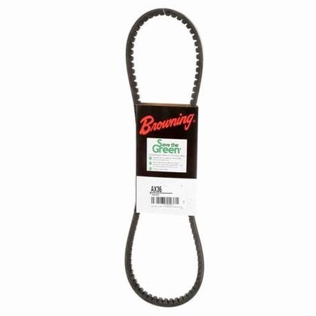 AX36 Cogged, Classical V-Belt, 38.2 in Outside Length, 1/2 in Top Width, 1 Ribs MPN:46U029