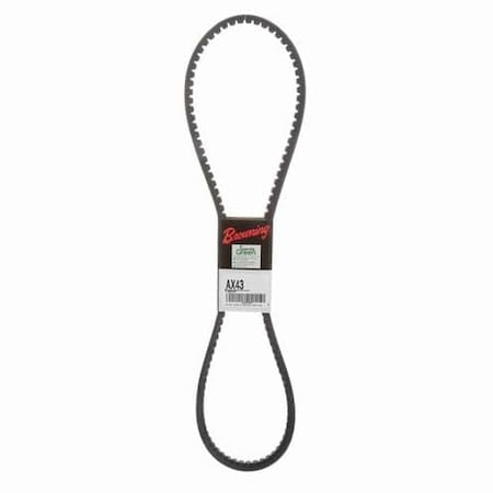 AX43 Cogged, Classical V-Belt, 45.2 in Outside Length, 1/2 in Top Width, 1 Ribs MPN:46U036
