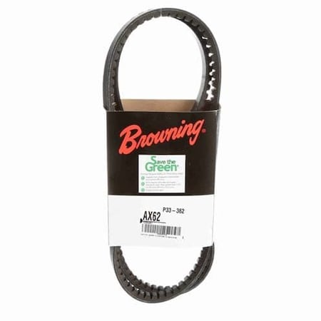 AX62 Cogged, Classical V-Belt, 64.2 in Outside Length, 1/2 in Top Width, 1 Ribs MPN:46U050