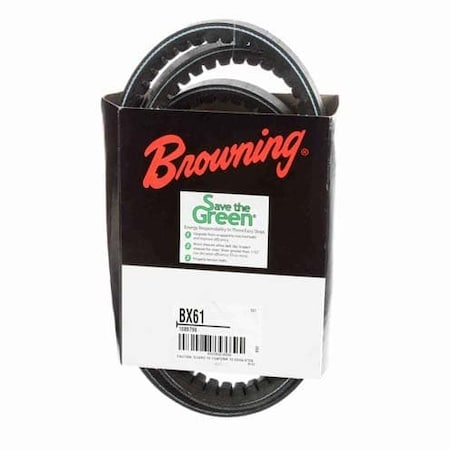 BX61 Cogged, Classical V-Belt, 64 in Outside Length, 21/32 in Top Width, 1 Ribs MPN:46U068