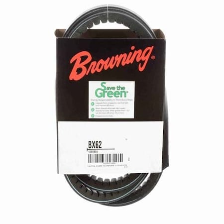 BX62 Cogged, Classical V-Belt, 65 in Outside Length, 21/32 in Top Width, 1 Ribs MPN:46U069
