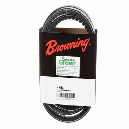 BX64 Cogged, Classical V-Belt, 67 in Outside Length, 21/32 in Top Width, 13/32 in Thickness, 1 Ribs MPN:46U070