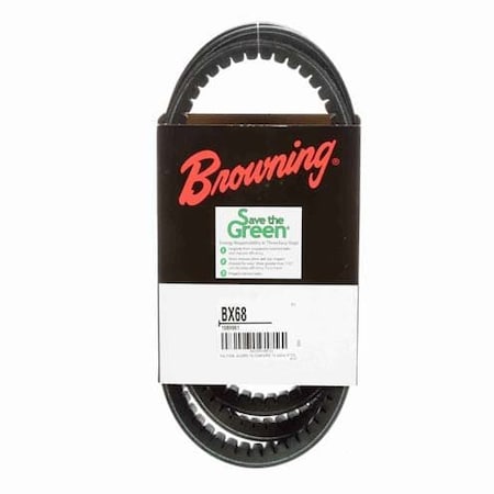 BX68 Cogged, Classical V-Belt, 71 in Outside Length, 21/32 in Top Width, 13/32 in Thickness, 1 Ribs MPN:46U072