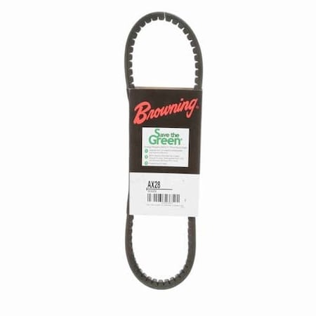 AX28 Cogged, Classical V-Belt, 30.2 in Outside Length, 1/2 in Top Width, 5/16