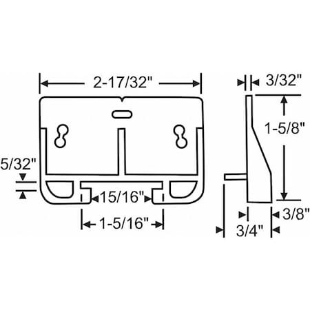 Drawer Guide, 1 1/4 in H, Plastic MPN:45-14