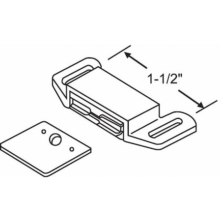 Cabinet Catch, Magnetic, Plastic, 2 in W MPN:900-6695