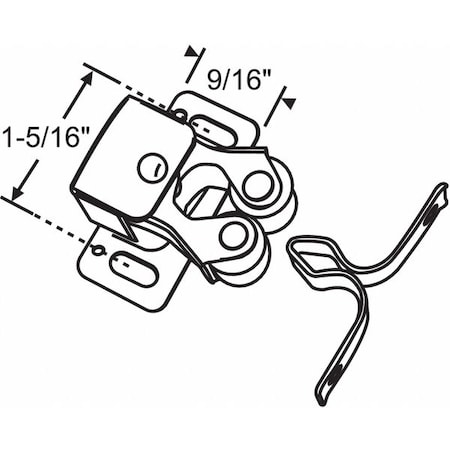 Cabinet Catch, Roller, Steel, 1 5/16 in W MPN:900-6698