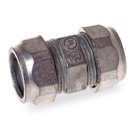EMT Coupling, 1-1/4 in, Compression, Zinc Alloy, Plain MPN:3LT98