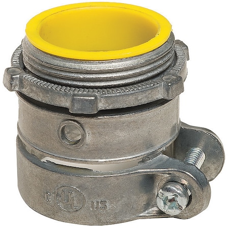 Conduit Fitting Grounding Connector, 1-1/4 in, Threaded, Zinc Alloy, PVC Coated, Gray; Yellow MPN:5UGW1