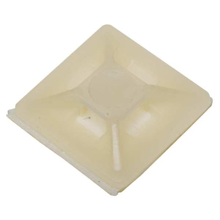Cable Tie Mounting Pad, 4 Entries, Nylon 6/6, 0.14 in Slot Wd, 0.05 in Slot Ht, Natural, 100 PK MPN:6EEE7