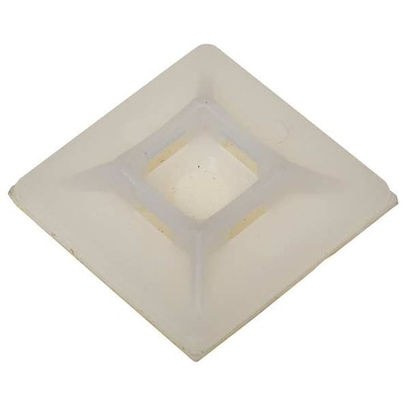 Cable Tie Mounting Pad, 4 Entries, Nylon 6/6, 0.2 in Slot Wd, 0.07 in Slot Ht, Natural, 100 PK MPN:6EEE8