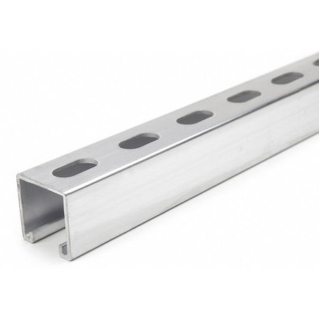 Single Channel Strut, Slotted, Aluminum, Plain, 9/16 in x 1-1/8 in Hole Size, Silver MPN:FS-200SS AL 48.00