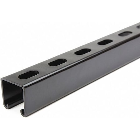Single Channel Strut, Slotted, Steel, Painted, 9/16 in x 1-1/8 in Hole Size, Black MPN:FS-200SS FBK 18.00