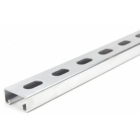 Single Channel Strut, Slotted, Aluminum, Plain, 9/16 in x 1-1/8 in Hole Size, Silver MPN:FS-500SS AL 60.00