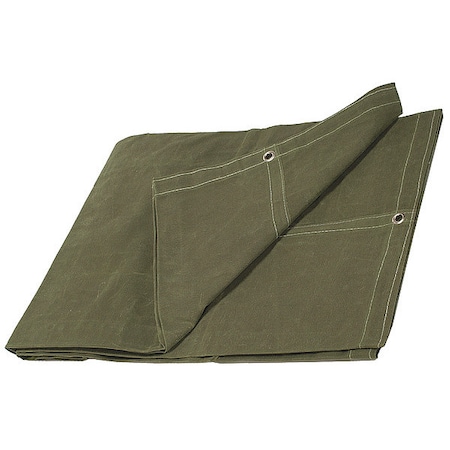 Standard Duty Tarp, 5 ft 6 in x 9 ft 6 in, 20 Mil, Green, Cotton Canvas, Mildew Resistant MPN:3ZRW3