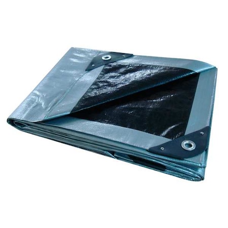 Heavy Duty Tarp, 38 ft 6 in x 39 ft 4 in, 10.5 Mil, Silver/Black, Polyethylene MPN:5WTP0