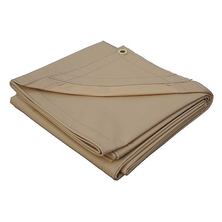 Heavy Duty Tarp, 9 ft 6 in x 11 ft 4 in, 20 Mil, Tan, Vinyl MPN:5WTY4