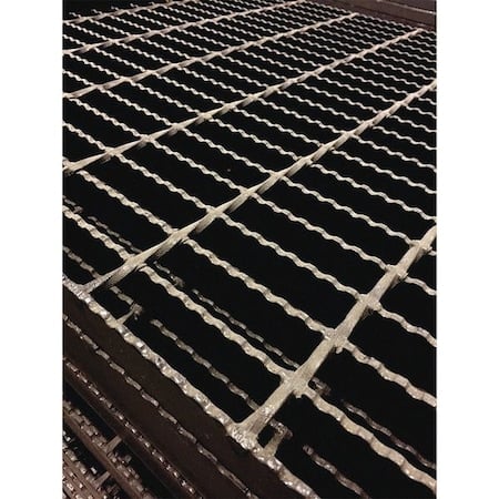 Carbon Steel Bar Grating, Serrated, 72 in L, 36 in W, 1.0 in H, Black Painted Steel Finish MPN:20188R100-C6