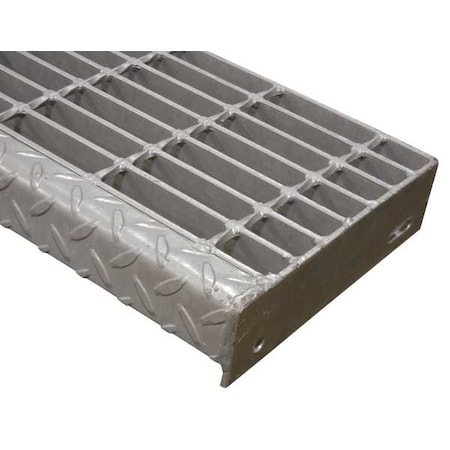 Carbon Steel Stair Tread, Carbon Steel Serrated Surface, 30 in W, 8 9/16 in D, Checker Plate MPN:20188R100-TRD3