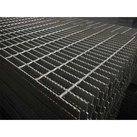 Carbon Steel Bar Grating, Serrated, 48 in L, 24 in W, 1.0 in H, Galvanized Steel Finish MPN:22188R100-B4