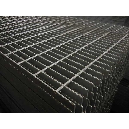 Carbon Steel Bar Grating, Serrated, 24 in L, 24 in W, 1.25 in H, Galvanized Steel Finish MPN:22188R125-B2