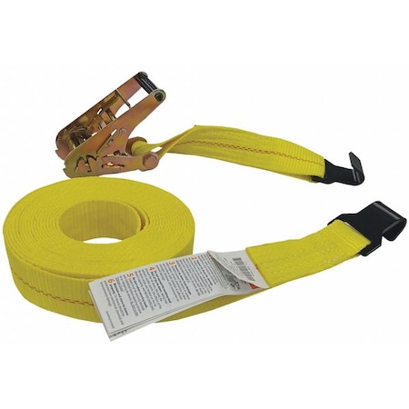 Tie Down Strap, Flat-Hook, Yellow MPN:55ET64