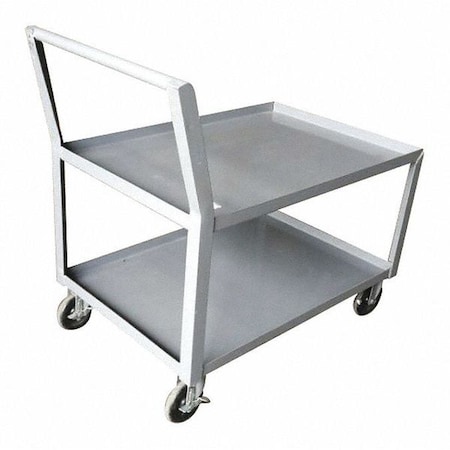 Utility Cart with Lipped Metal Shelves, Steel, 1, 200 lb Load Capacity, 2 Shelves, 39 in L, 24 in W MPN:10F449